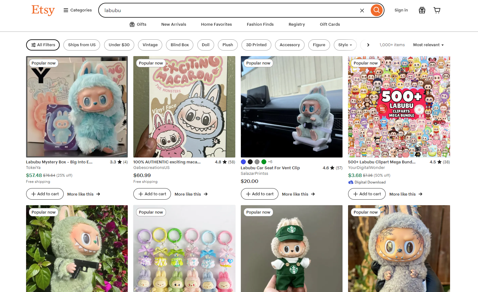 Etsy screenshot